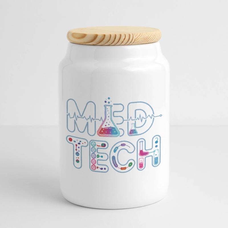 MedTech Laboratory Neon Science Design Cookie Jar with Wooden Lid