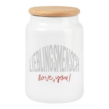 Favorite person - Cookie Jar with Wooden Lid - white - Front