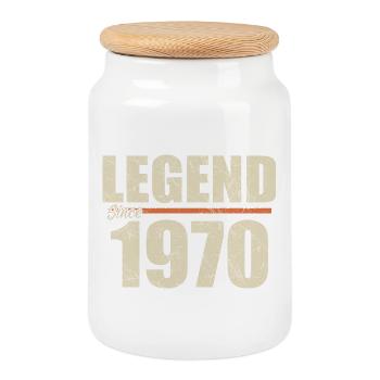Anniversaire 1970 | Légende depuis 1970 - Boîte à biscuits avec couvercle en bois - blanc - Devant
