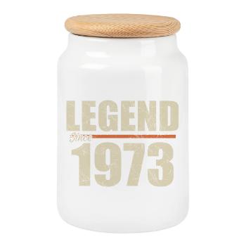 Birthday 1973 | Legend since 1973 - Cookie Jar with Wooden Lid - white - Front