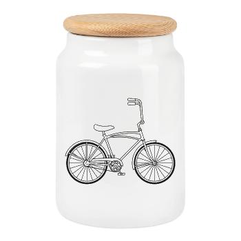 Bonanza Kult Fahrrad – Retro Bike Silhouette - Keksdose mit Holzdeckel - Weiß - Vorne