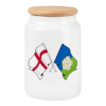 East Riding traversé avec drapeau anglais - Boîte à biscuits avec couvercle en bois - blanc - Devant