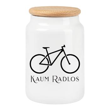 Minimalist Road Bike Statement Motif - Cookie Jar with Wooden Lid - white - Front