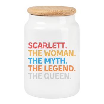 Scarlett The Woman The Myth The Legend The Queen - Cookie Jar with Wooden Lid - white - Front