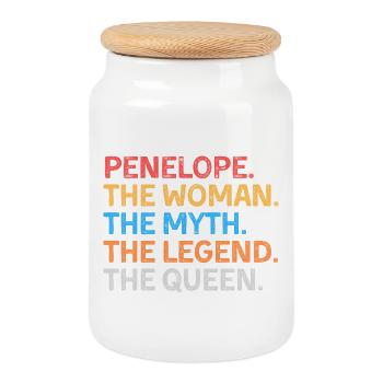 Penelope, The Woman, The Myth, The Legend, The Queen - Cookie Jar with Wooden Lid - white - Front