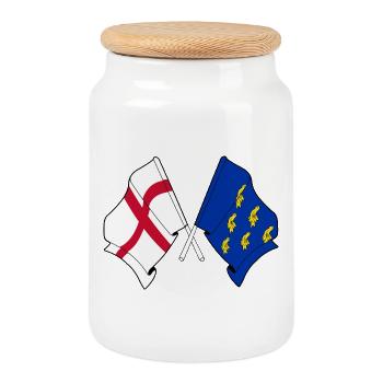 Drapeaux croisés West Sussex & Angleterre - Boîte à biscuits avec couvercle en bois - blanc - Devant