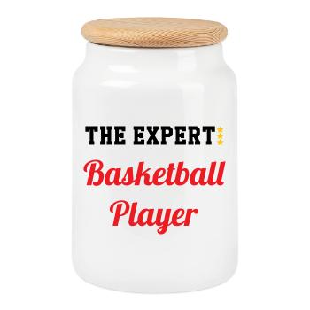 L'Expert du Basket - Boîte à biscuits avec couvercle en bois - blanc - Devant
