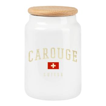 Carouge Suisse Vintage Logo - Boîte à biscuits avec couvercle en bois - blanc - Devant