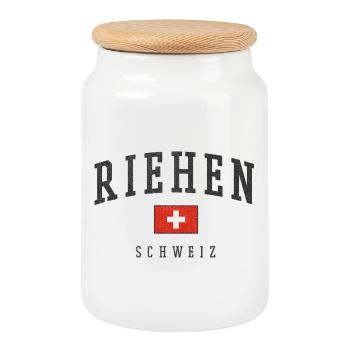 Riehen Schweiz Vintage Design - Keksdose mit Holzdeckel - Weiß - Vorne