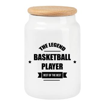 The Legend Basketball Player - Cookie Jar with Wooden Lid - white - Front