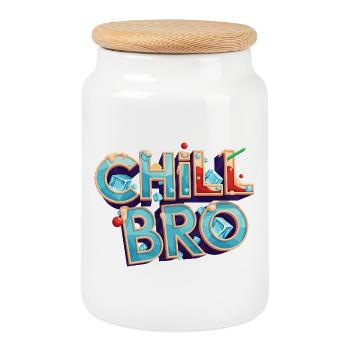 Lettrage Chill Bro Cocktail - Boîte à biscuits avec couvercle en bois - blanc - Devant