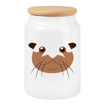 Niedliches Ottergesicht-Tier Faules DIY-Kostüm - Keksdose mit Holzdeckel - Weiß - Vorne