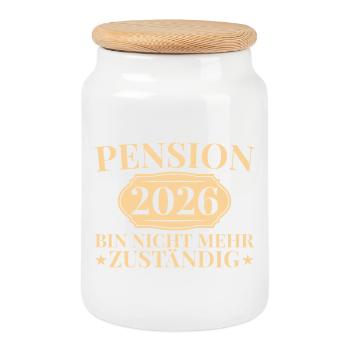 Adieu de pension 2026 Don de collègue retraité - Boîte à biscuits avec couvercle en bois - blanc - Devant