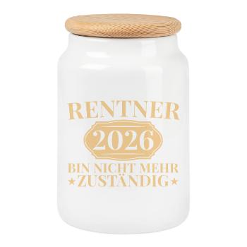 Idée de cadeau pour collègue retraité Adieu de pension 2026 - Boîte à biscuits avec couvercle en bois - blanc - Devant