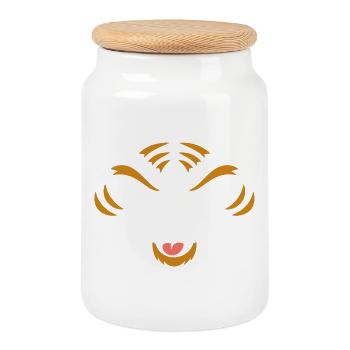 Tiger | Big Face Kostüm Karneval Verkleidung - Keksdose mit Holzdeckel - Weiß - Vorne