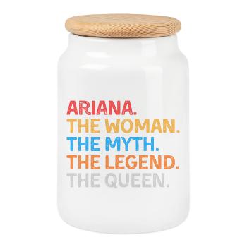 Ariana The Woman The Myth The Legend The Queen - Cookie Jar with Wooden Lid - white - Front