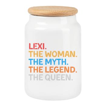 Lexi The Woman The Myth The Legend The Queen - Cookie Jar with Wooden Lid - white - Front