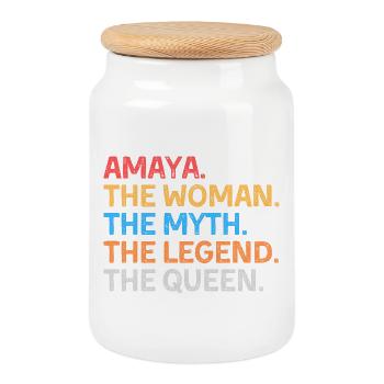 Amaya The Woman The Myth The Legend The Queen - Cookie Jar with Wooden Lid - white - Front