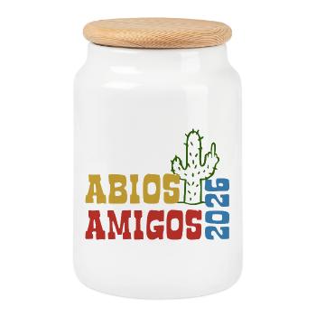 Abios Amigos 2026 - Abitur - Cactus Gift - Cookie Jar with Wooden Lid - white - Front