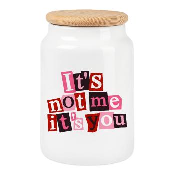 Ce n’est pas moi, c’est toi Citation drôle d’amour - Boîte à biscuits avec couvercle en bois - blanc - Devant