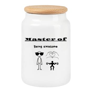 Master of Being awesome - Cookie Jar with Wooden Lid - white - Front