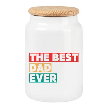 Der beste Vater - Keksdose mit Holzdeckel - Weiß - Vorne
