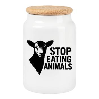 Alpaca Stop Eating Animals - Keksdose mit Holzdeckel - Weiß - Vorne