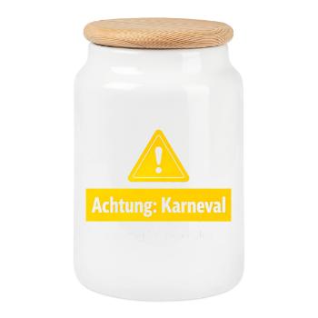 Attention carnival side effects possible - Cookie Jar with Wooden Lid - white - Front