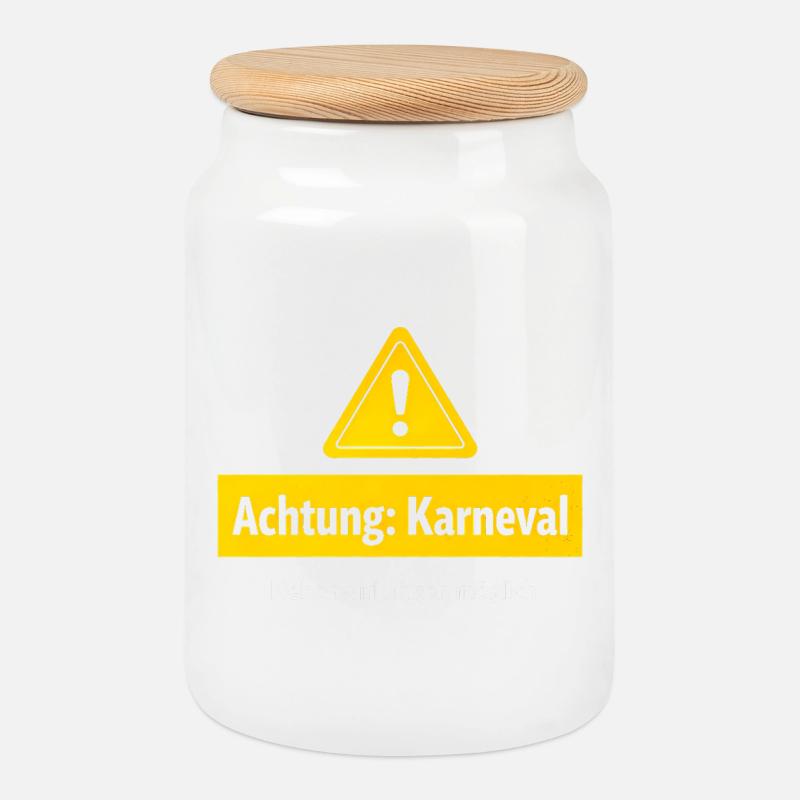 Achtung Karneval Nebenwirkungen Möglich - Keksdose mit Holzdeckel - Weiß