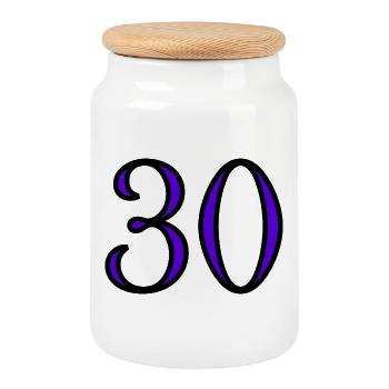 30. 30 ANS. 30e ANNIVERSAIRE. ANNIVERSAIRE 30 ANS. - Boîte à biscuits avec couvercle en bois - blanc - Devant