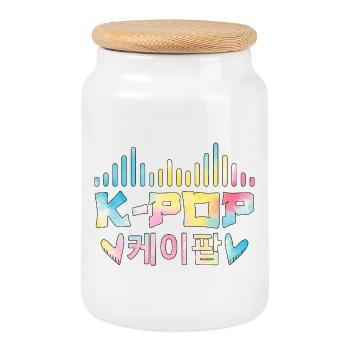 K Pop Korean 케이팝 - Keksdose mit Holzdeckel - Weiß - Vorne