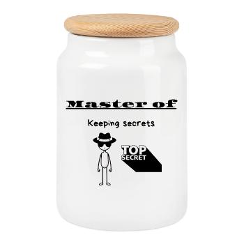 Master of Keeping secrets - Cookie Jar with Wooden Lid - white - Front