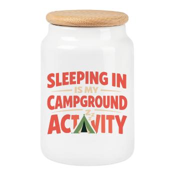 Camping Sleep InEd InM - Boîte à biscuits avec couvercle en bois - blanc - Devant