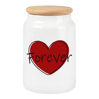 Cadeau rouge de la Saint-Valentin - Boîte à biscuits avec couvercle en bois - blanc - Devant