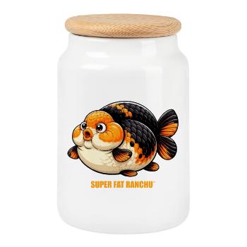 SUPER FAT RANCHU© High Quality Ranchu Goldfish - Keksdose mit Holzdeckel - Weiß - Vorne