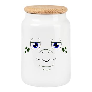 Cute Turtle Face Animal Costume Sea Turtle - Cookie Jar with Wooden Lid - white - Front