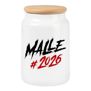 Équipe Malle 2026 - Boîte à biscuits avec couvercle en bois - blanc - Devant