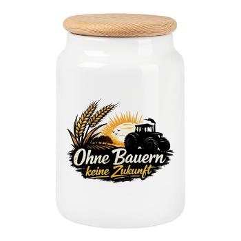 No future without farmers-agriculture-tractor - Cookie Jar with Wooden Lid - white - Front