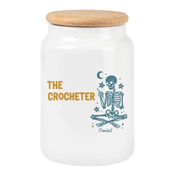 Funny Crochet Lover The Crocheter Skeleton Crochet - Keksdose mit Holzdeckel - Weiß - Vorne