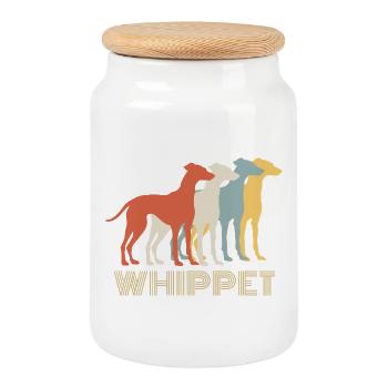 Retro Whippet Lover Hunderasse Vintage-Design - Keksdose mit Holzdeckel - Weiß - Vorne