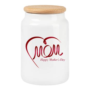 Bond of Love for Mother's Day - Cookie Jar with Wooden Lid - white - Front