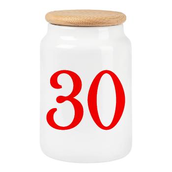 30. 30 ANS. 30e ANNIVERSAIRE. ANNIVERSAIRE 30 ANS. - Boîte à biscuits avec couvercle en bois - blanc - Devant