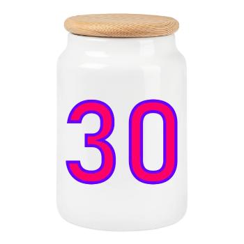 30. 30 ANS. 30e ANNIVERSAIRE. ANNIVERSAIRE 30 ANS. - Boîte à biscuits avec couvercle en bois - blanc - Devant