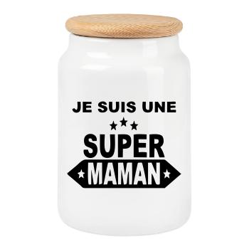 I'm a great mom - Cookie Jar with Wooden Lid - white - Front