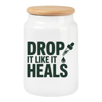 Homöopathie Lass es ab, als würde es professionell heilen. - Keksdose mit Holzdeckel - Weiß - Vorne