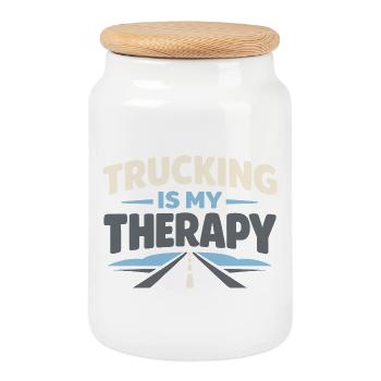 Trucking Therapy Road Ist Mein Therapie-trucker - Keksdose mit Holzdeckel - Weiß - Vorne