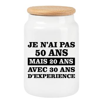 50 years - Cookie Jar with Wooden Lid - white - Front