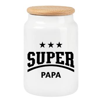 Super Dad (Daddy / Dad / Dad / Father's Day / B) - Cookie Jar with Wooden Lid - white - Front