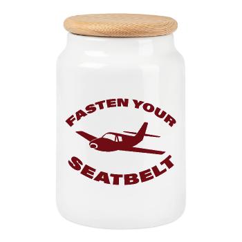 FASTEN YOUR SEATBELT - Keksdose mit Holzdeckel - Weiß - Vorne