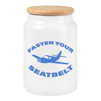 FASTEN YOUR SEATBELT - Keksdose mit Holzdeckel - Weiß - Vorne